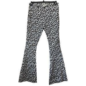 Southern Stitch Cheetah Print Denim Bell Bottoms Size Medium